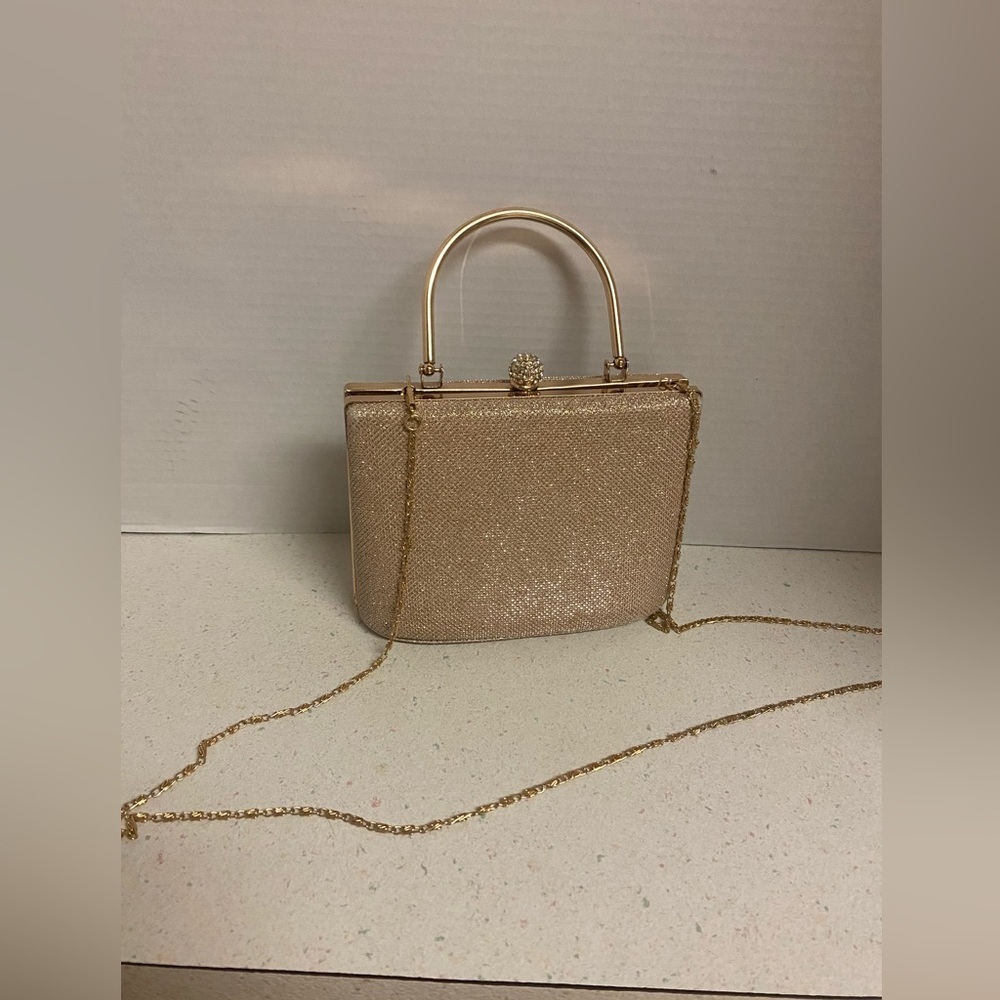 Elegant Gold Evening Box Clutch